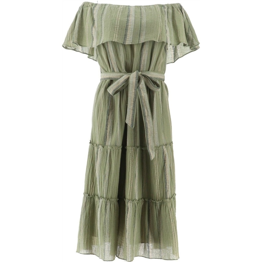 ISAAC MISRAHI:  linen striped convertible dress